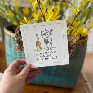 Wine and A Cat-Greeting Card