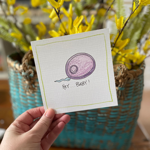 Hey...Baby (Sperm & Egg)-Greeting Card