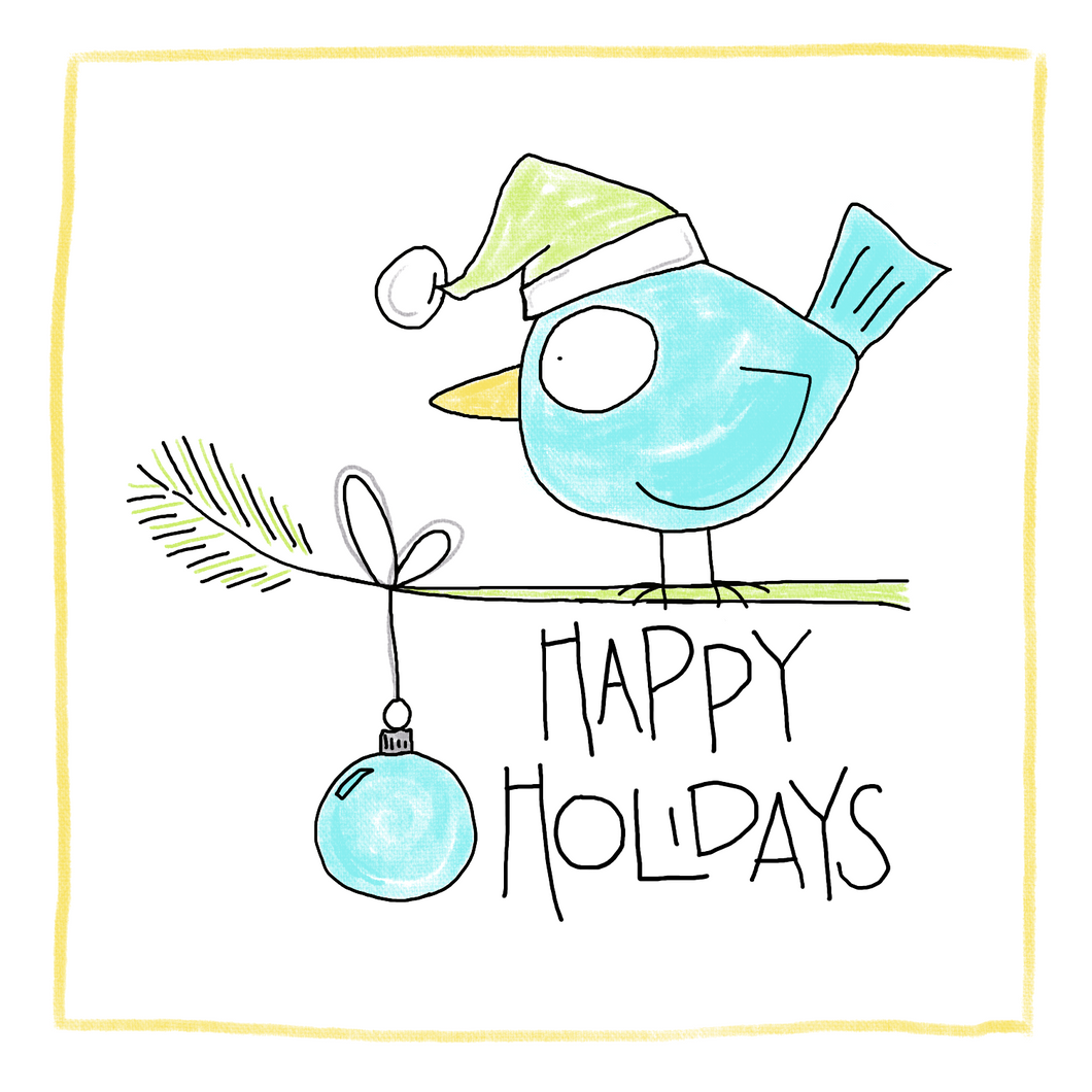 Happy Holidays Bird -Greeting Card