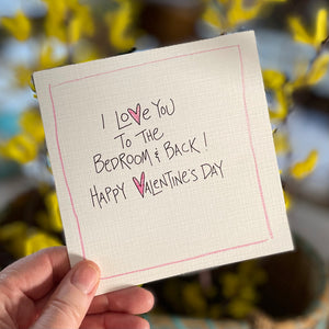 Bedroom and Back Valentine Greeting Card